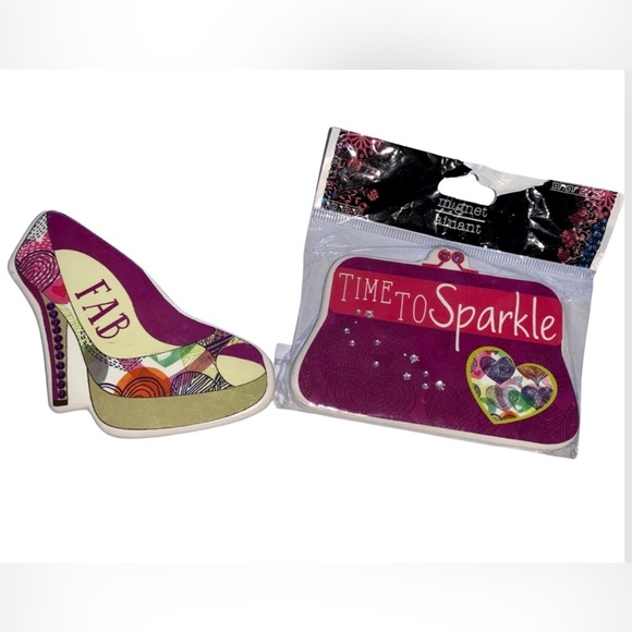3 MAGNET SET BLING FAB HIGH HEEL SHOE, PURSE, RHINESTONE SPARKLE MAGNETS - Picture 4 of 12
